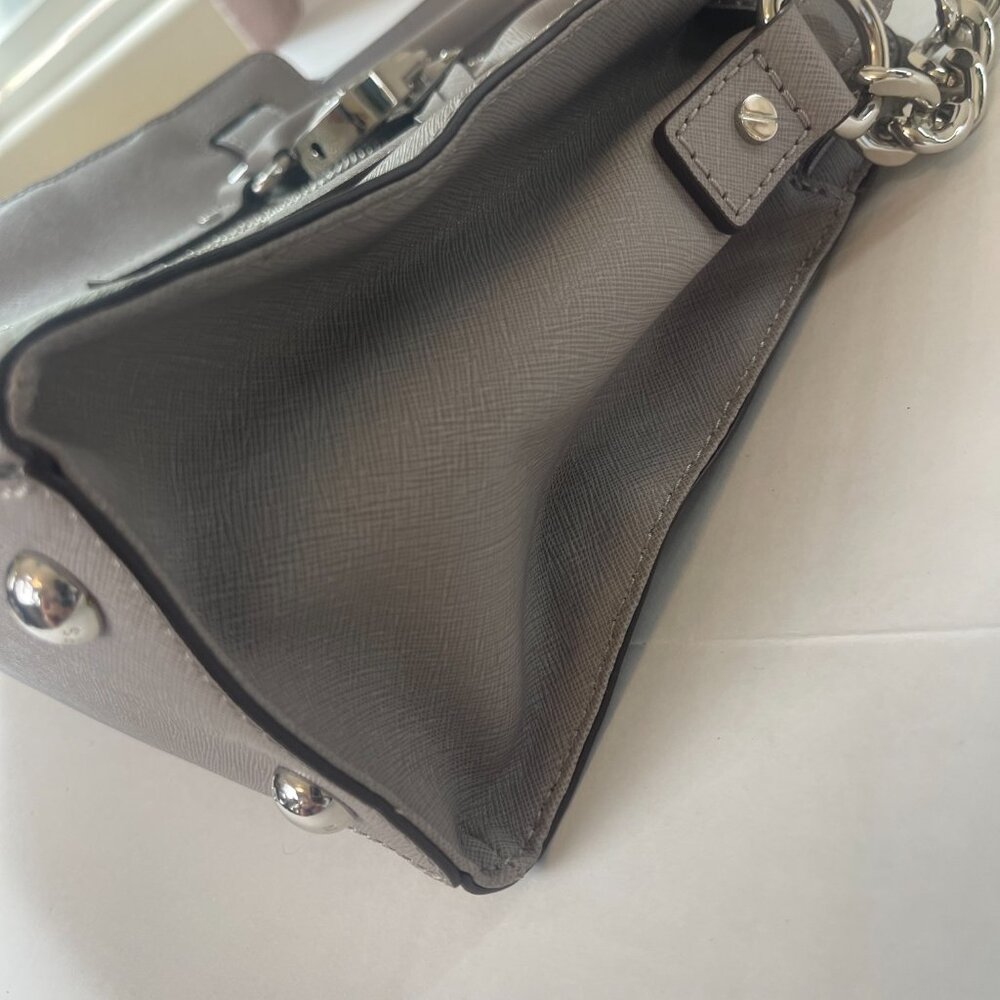 Michael Kors Hamilton EW Micro Stud Stripe Grey Leather Handbag - Picture 4 of 12